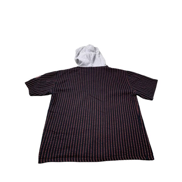 Atlanta Hawks Shirt Mens Large Black Red Stripe Button Up Hoodie NBA Fans Script - Picture 2 of 10